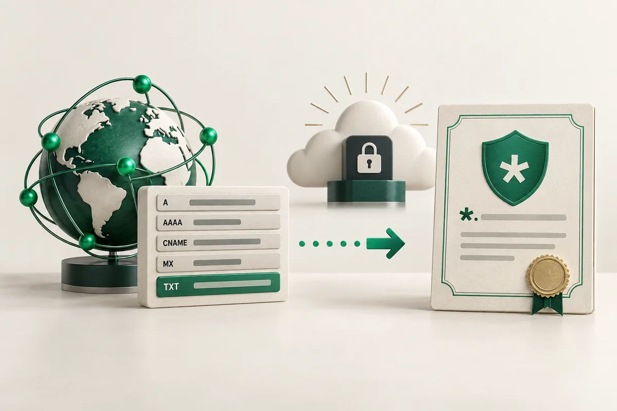 Иллюстрация к статье «DNS-challenge для SSL: получение Wildcard-сертификата Let's Encrypt»