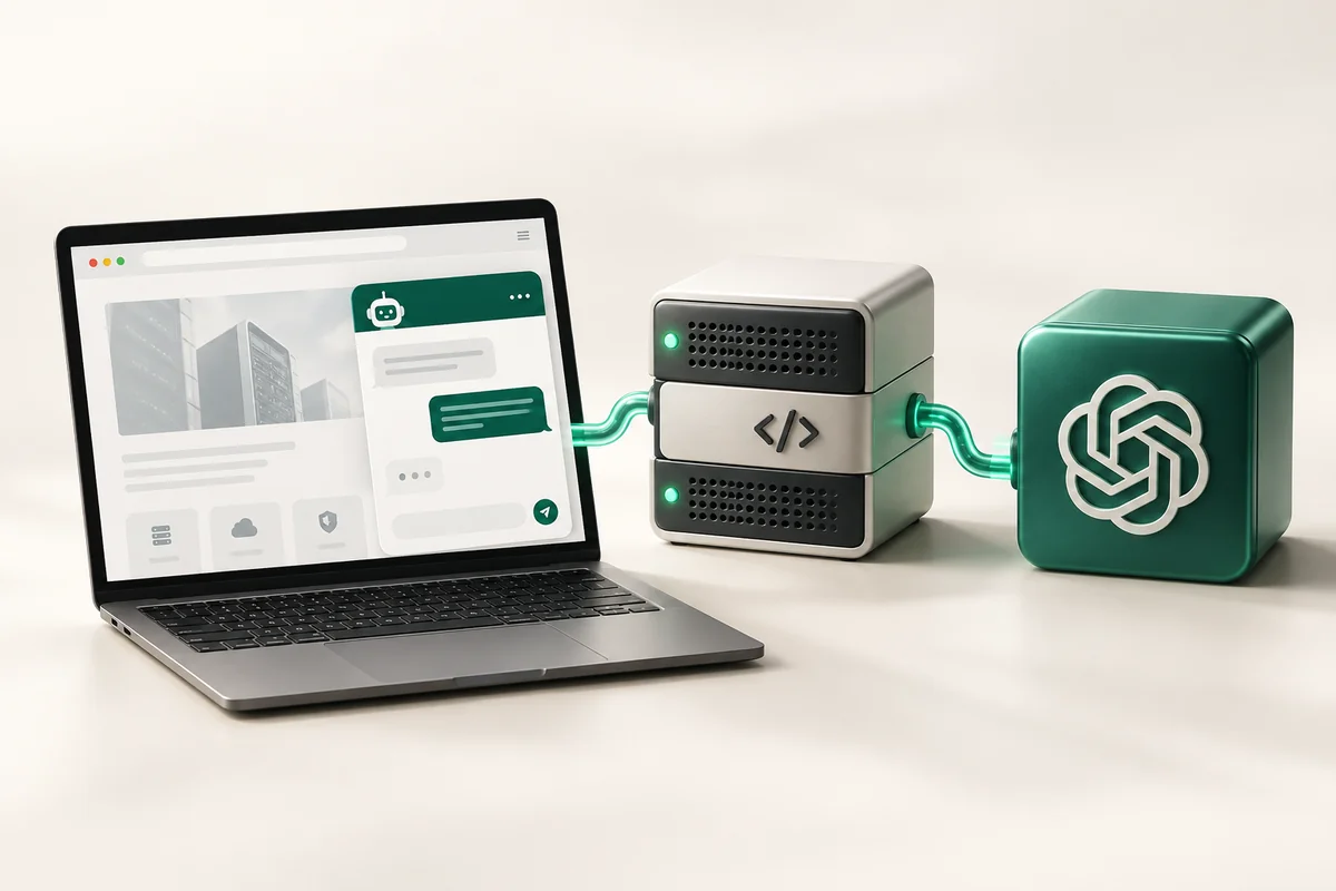 Иллюстрация к статье «AI чатбот для сайта с ChatGPT: PHP + JavaScript виджет»