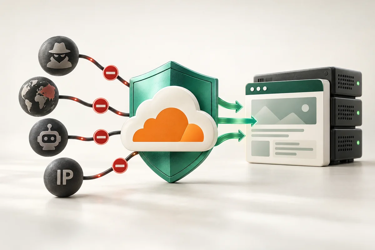 Иллюстрация к статье «Firewall правила Cloudflare: блокировка IP и стран»