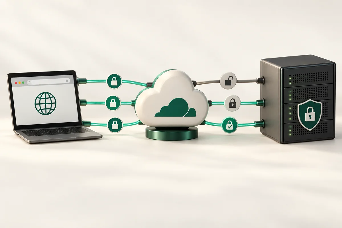 Иллюстрация к статье «SSL/TLS режимы Cloudflare: Flexible, Full, Full Strict»