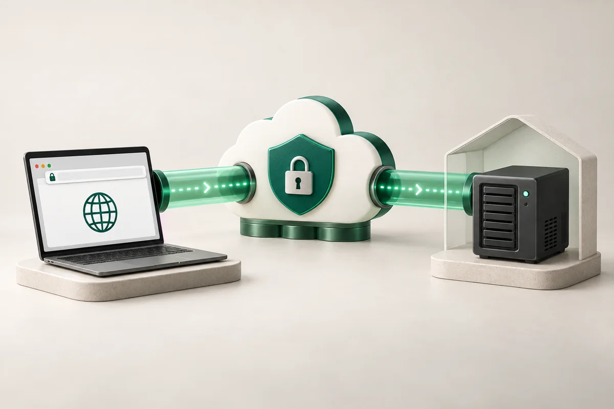 Иллюстрация к статье «Cloudflare Tunnel: безопасный доступ к локальному серверу без публичного IP»