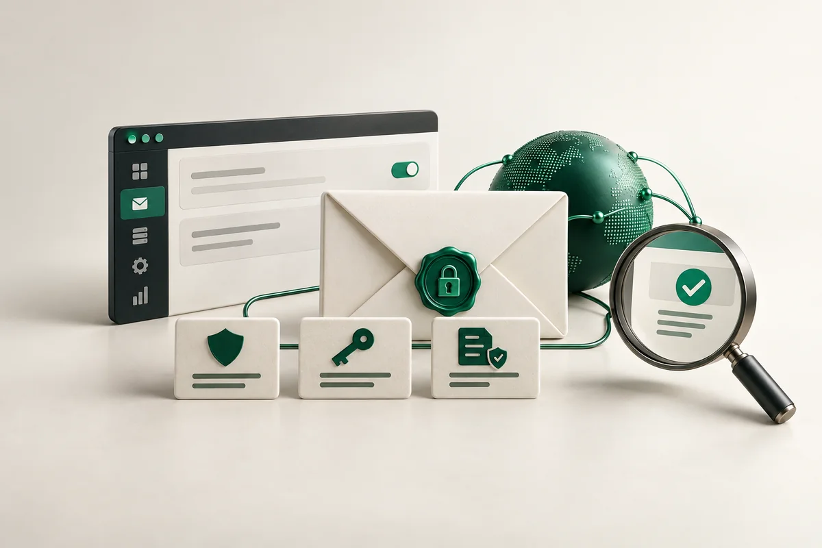 Иллюстрация к статье «cPanel Email: настройка DKIM, SPF и DMARC»