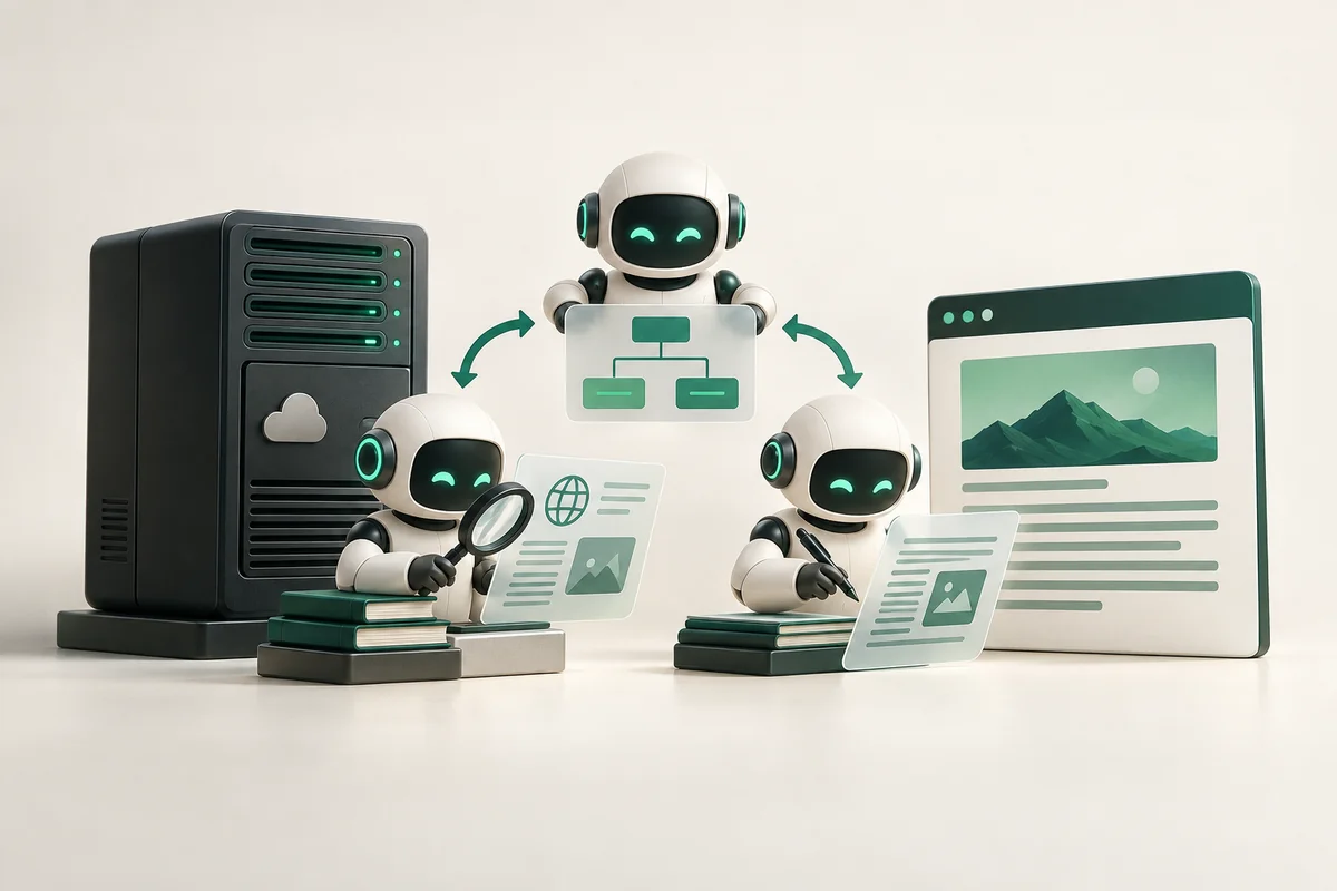Иллюстрация к статье «CrewAI на VDS: команда AI-агентов для сложных задач»