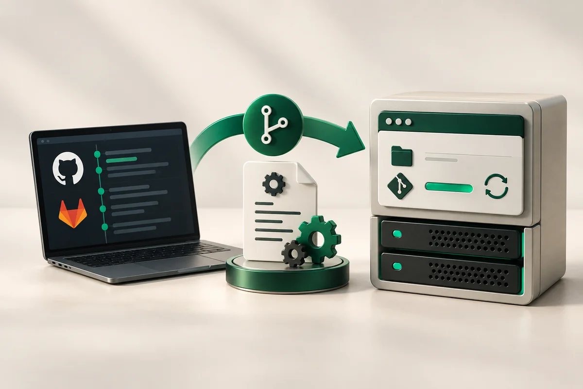 Иллюстрация к статье «Git деплой на хостинг: автоматизация через cPanel Git»