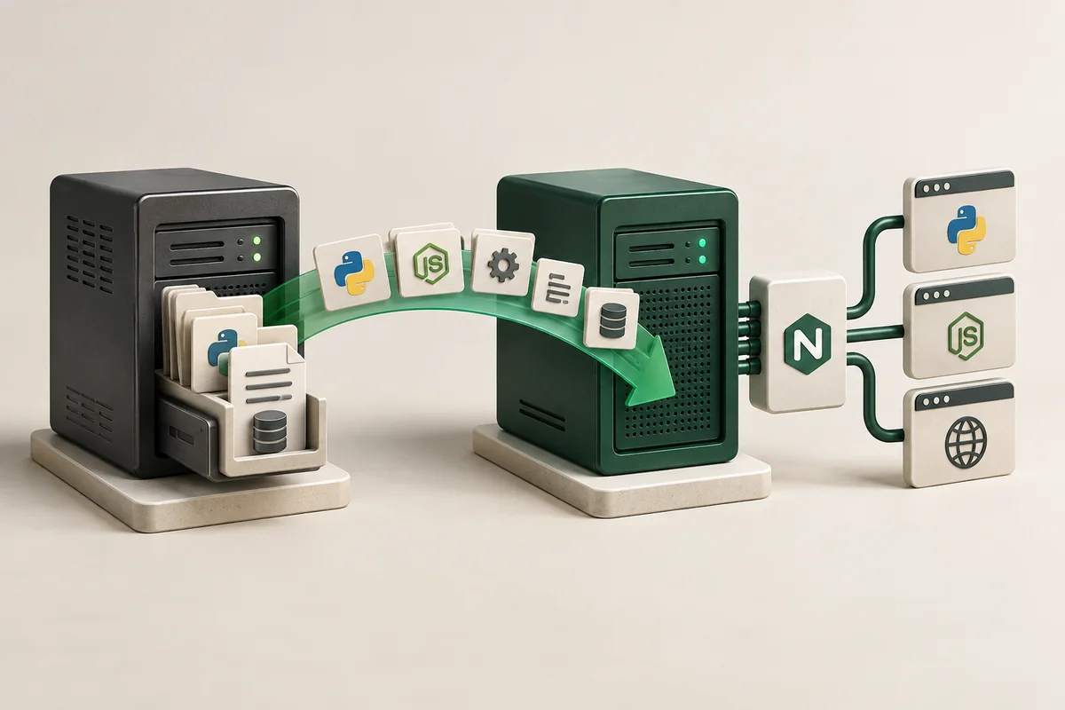 Иллюстрация к статье «Перенос Python и Node.js приложений на новый VDS-сервер»
