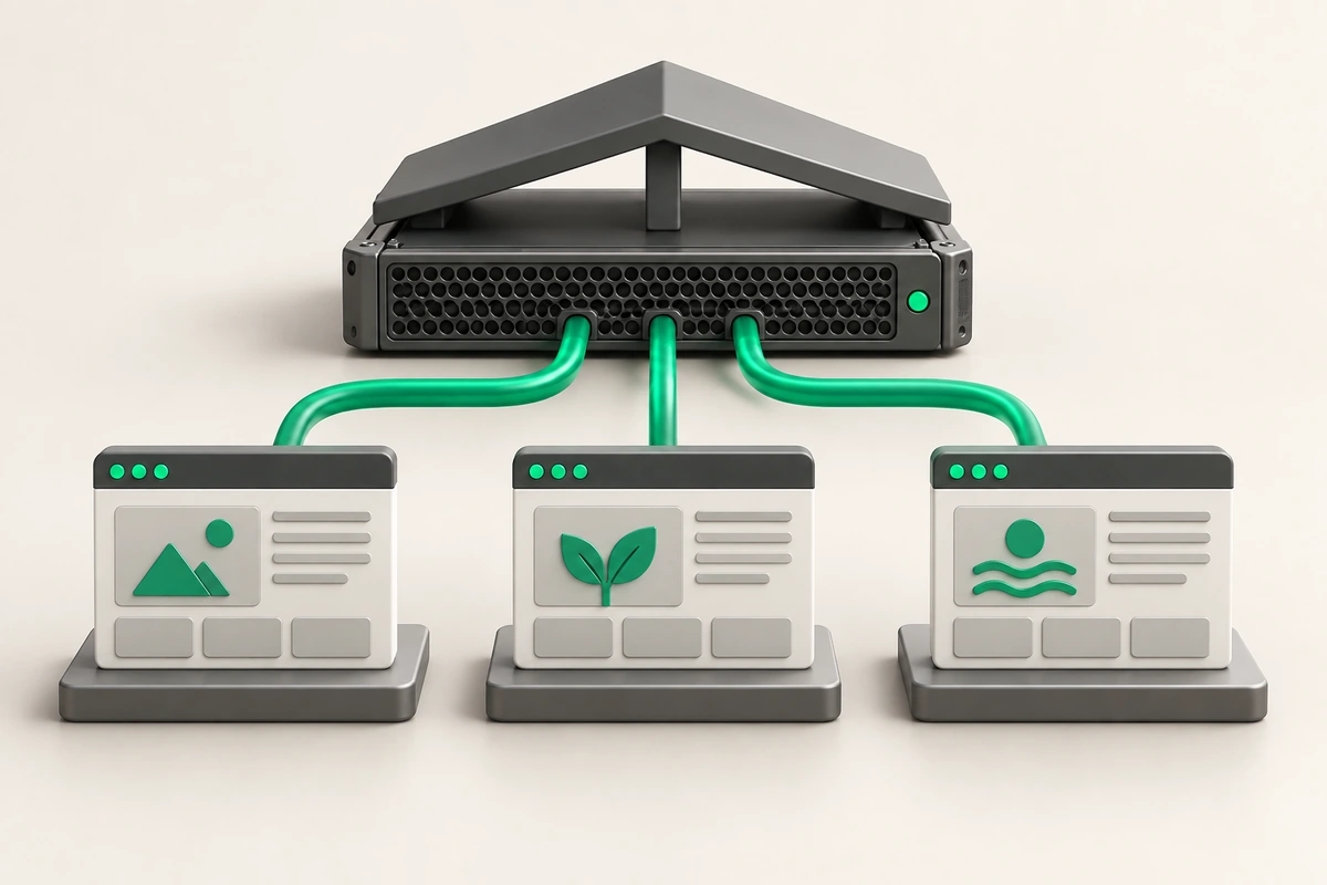 Иллюстрация к статье «Server block в Nginx: виртуальный хостинг нескольких сайтов»