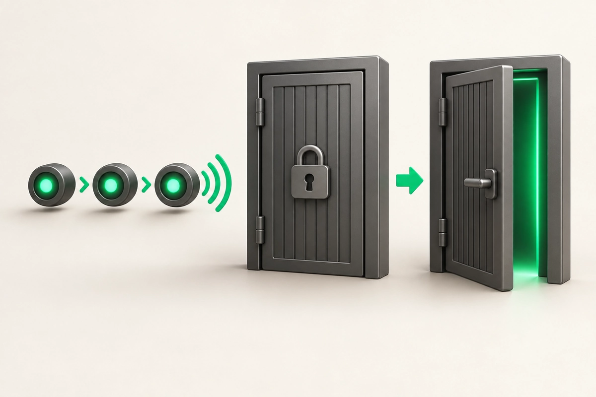 Иллюстрация к статье «Port knocking и SPA: скрытый доступ к SSH»
