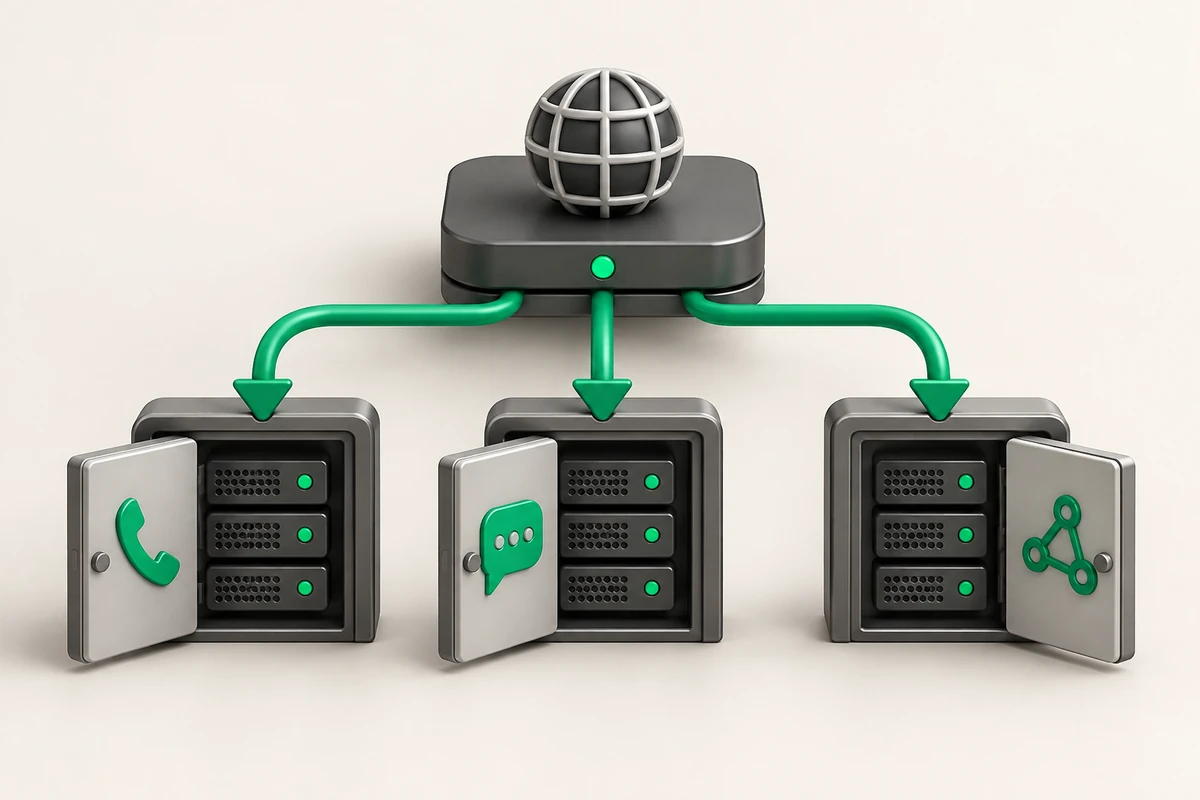 Иллюстрация к статье «SRV-записи DNS: подключение SIP, XMPP и Matrix»