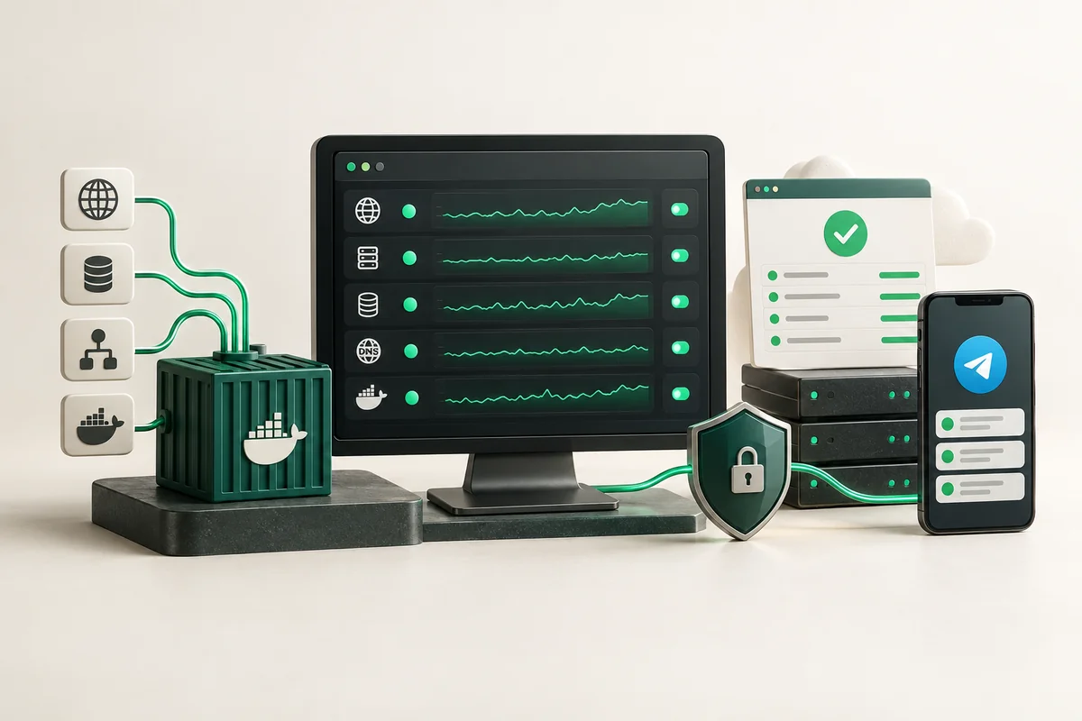 Иллюстрация к статье «Uptime Kuma: self-hosted мониторинг серверов и сайтов»