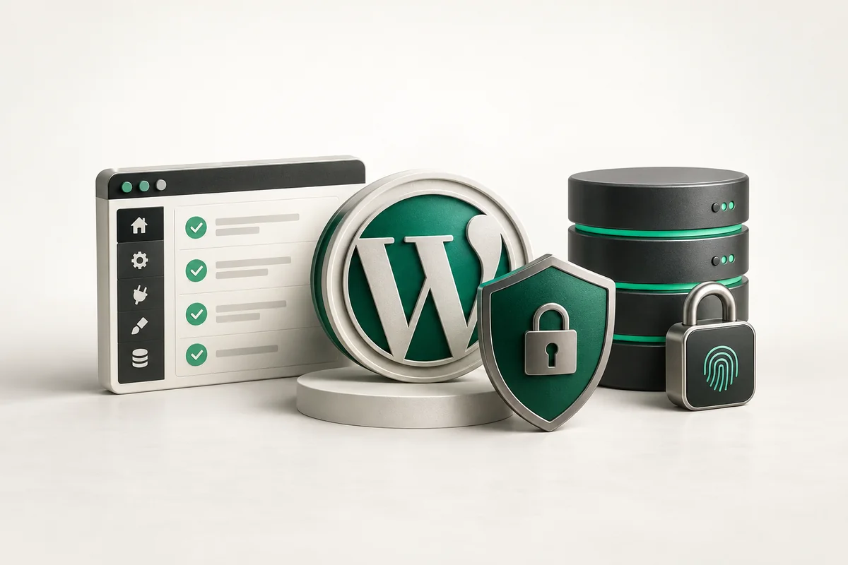 Иллюстрация к статье «Безопасность WordPress: полный чеклист 2026»